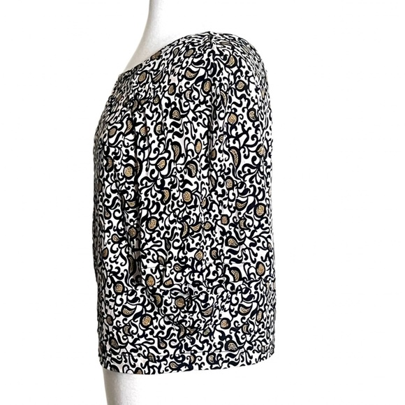 Marc Jacobs Short Sleeve Top Black & Tan Classy Top Paisley Sz Small - Picture 7 of 11